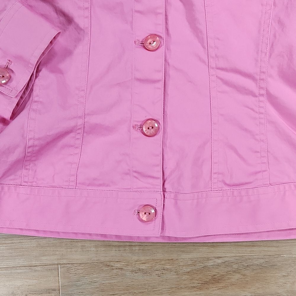 🔹️Pink Embroidered Floral Button Front Jacket Medium - Picture 5 of 10